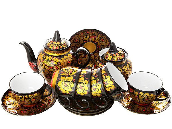 Чайный сервиз с художественной росписью «Огненная кудрина»