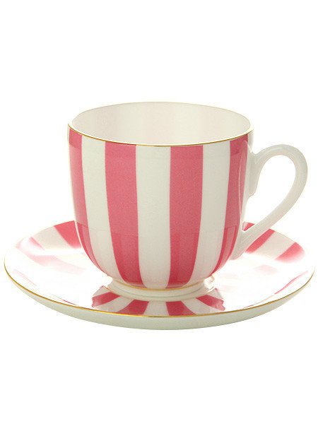 Кофейная чашка с блюдцем «Да и нет розовый» форма «Ландыш 2» Императорский фарфор