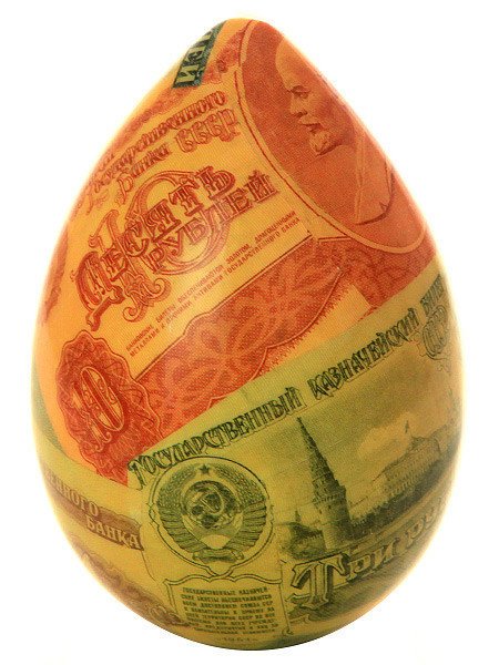 Сувенирное яйцо с наклейкой "Ленин. Купюра 10 рублей"