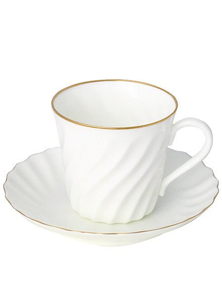 Кофейная чашка с блюдцем «Золотой кантик», форма «Витая», Императорский фарфор