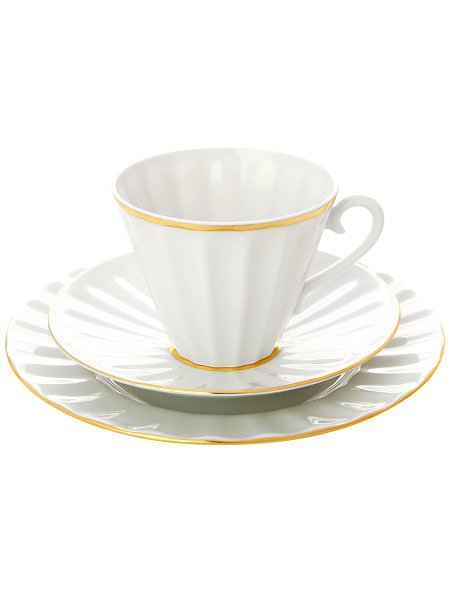 3—х предметный фарфоровый чайный комплект «Белоснежка», форма «Лучистая», Императорский фарфор